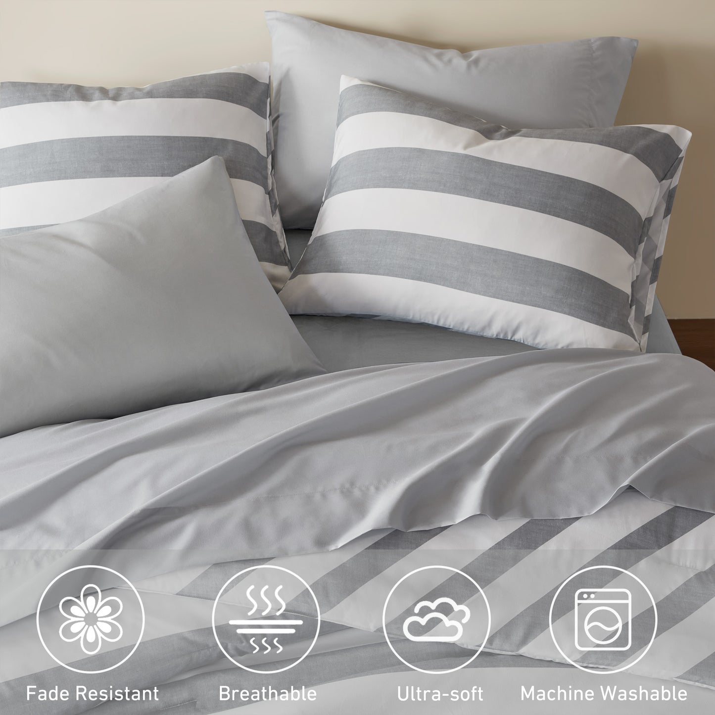 Echo Stripe Textured Print Comforter Set