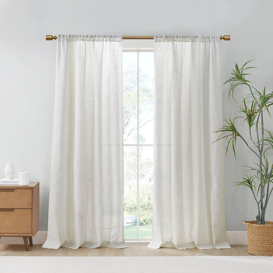 Madison Park Linen Blend Light Filtering Curtain Panel Pair