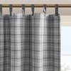 Madison Park Plaid Faux Leather Tab Top Curtain Panel with Fleece Lining