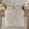 Madison Park 3 piece Tufted Cotton Chenille Damask Duvet Cover Set