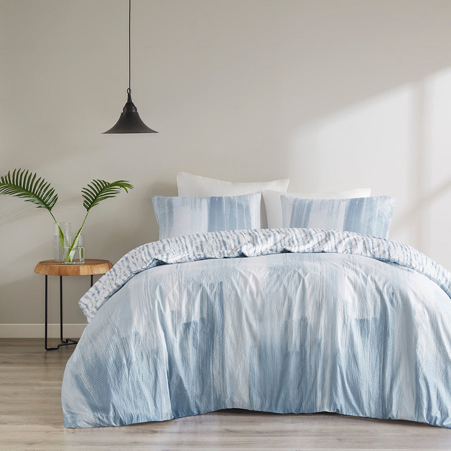 N Natori 3 Piece Oversized Reversible Seersucker Duvet Cover Mini Set