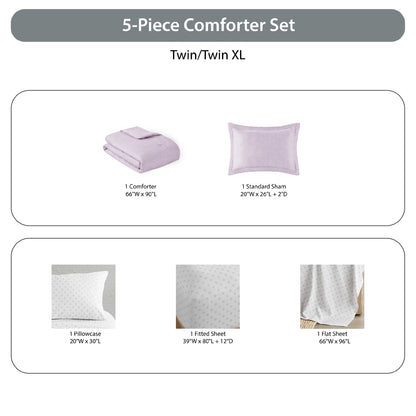 Regency Heights Camden Chambray Print Microfiber Comforter Set with Bed Sheets