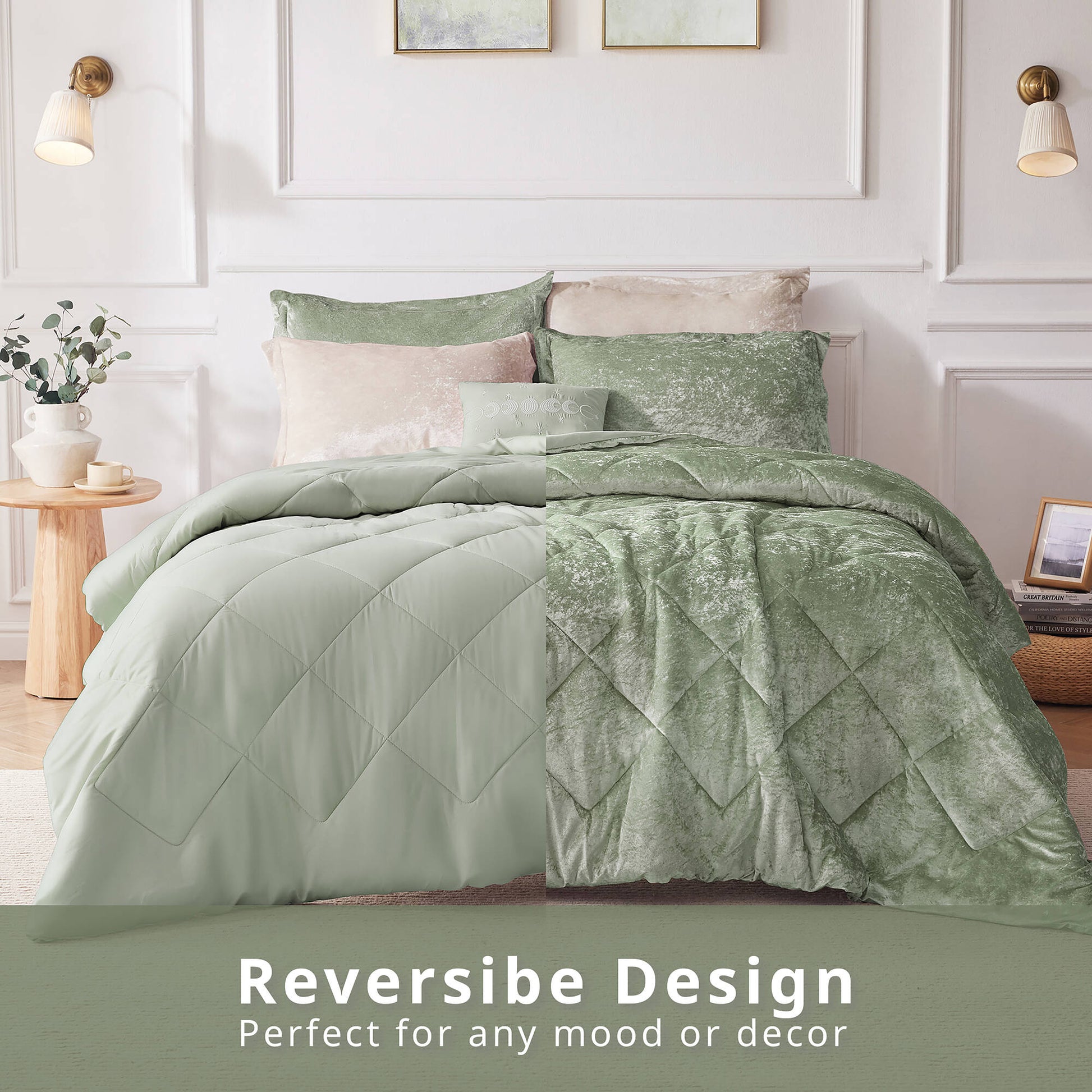 Intelligent Design Velvet Duvet Cover Set with Throw Pillow