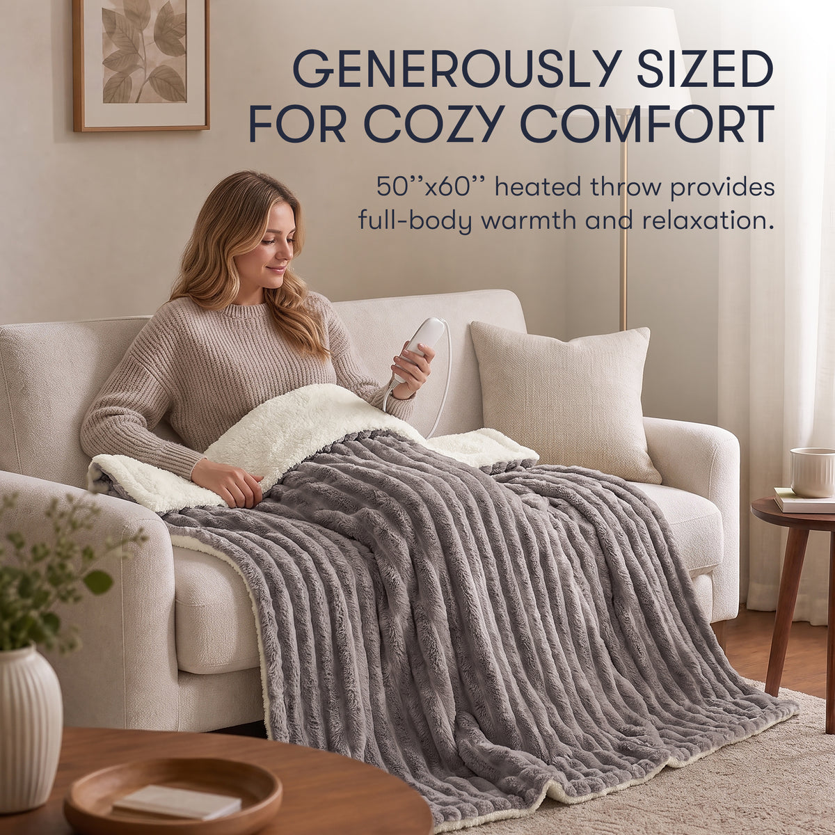 Serta Heated Cord Plush Heated Throw