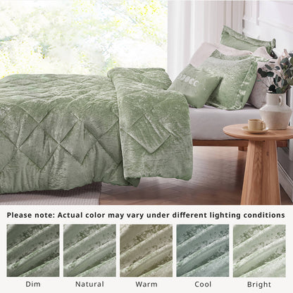 Intelligent Design Velvet Duvet Cover Set with Throw Pillow
