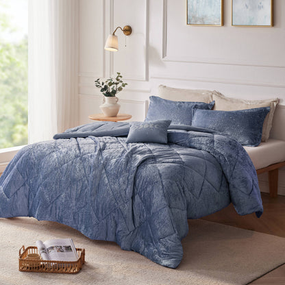 Intelligent Design Velvet Duvet Cover Set with Throw Pillow