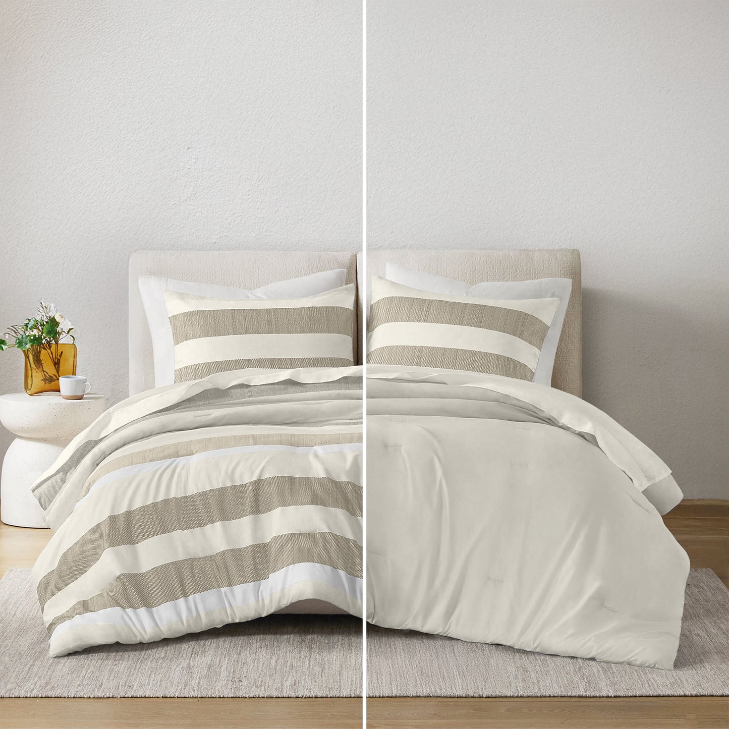 Blais Stripe Textured Print Comforter Set