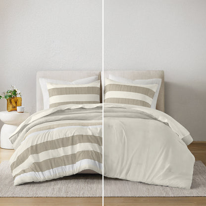 Blais Stripe Textured Print Comforter Set