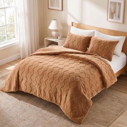 Regency Heights Monroe Jacquard Sherpa(Diamond) Comforter Mini Set