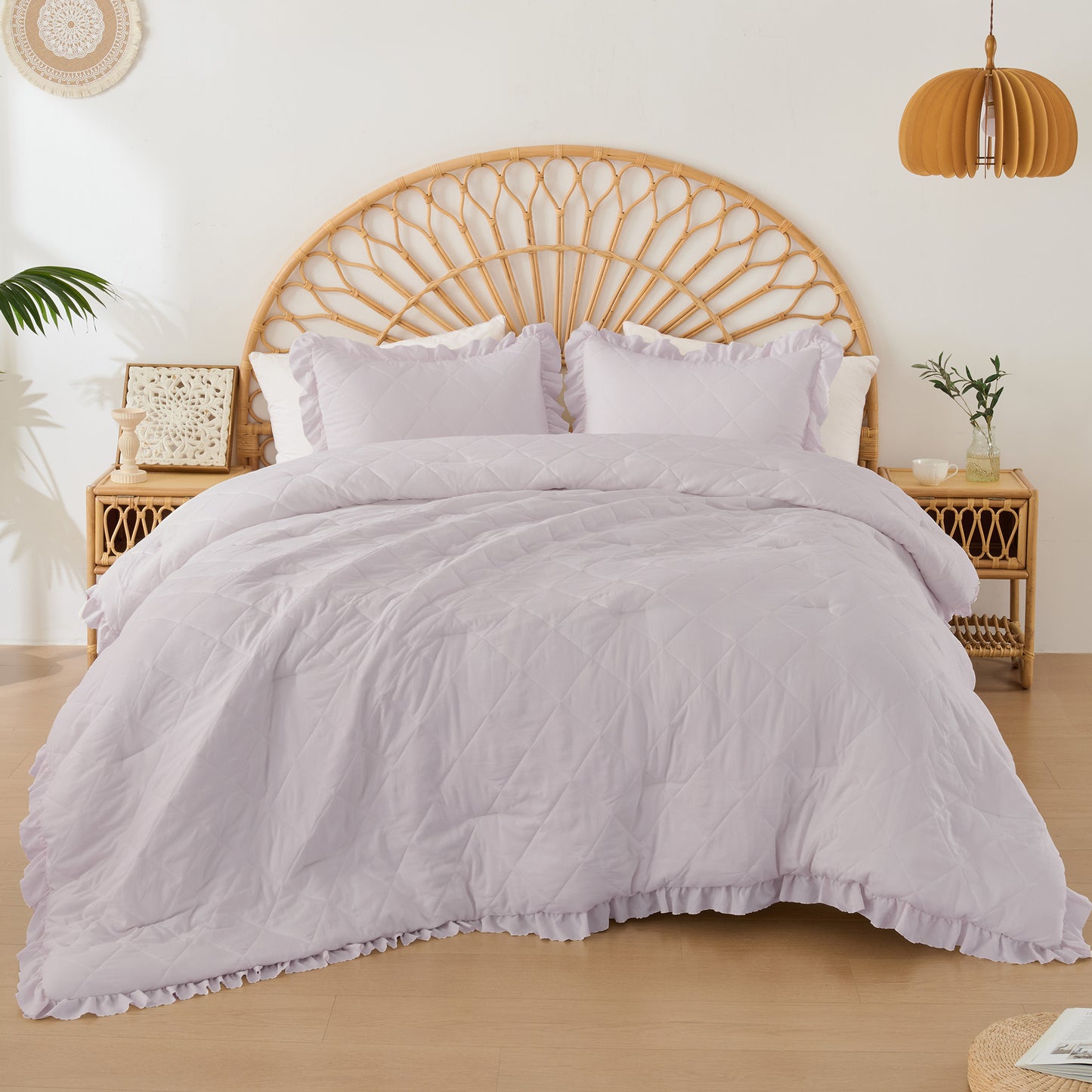 Penelope Diamond Quilted Ruffle Edge Comforter Set