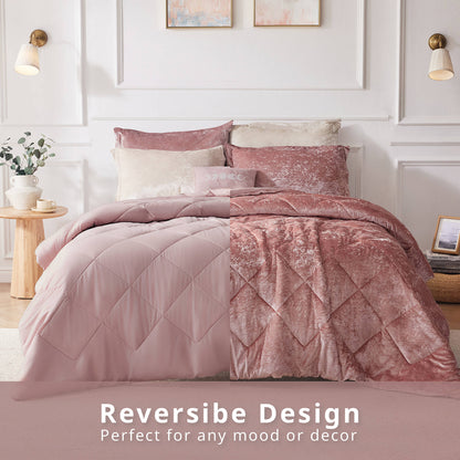 Intelligent Design Velvet Duvet Cover Set with Throw Pillow