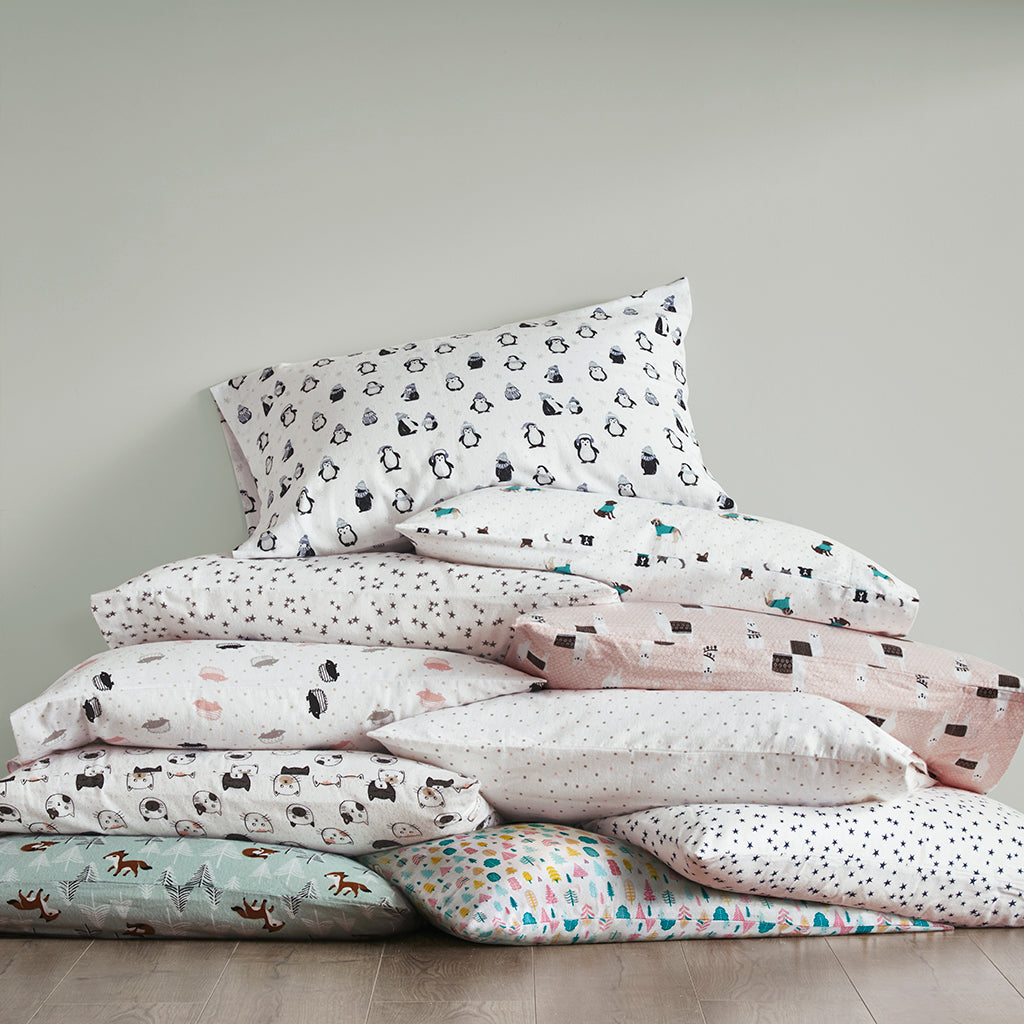 Intelligent Design Cotton Flannel Printed Sheet Set