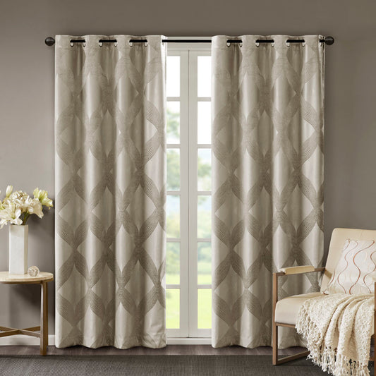 SunSmart Ogee Knitted Jacquard Total Blackout Curtain Panel