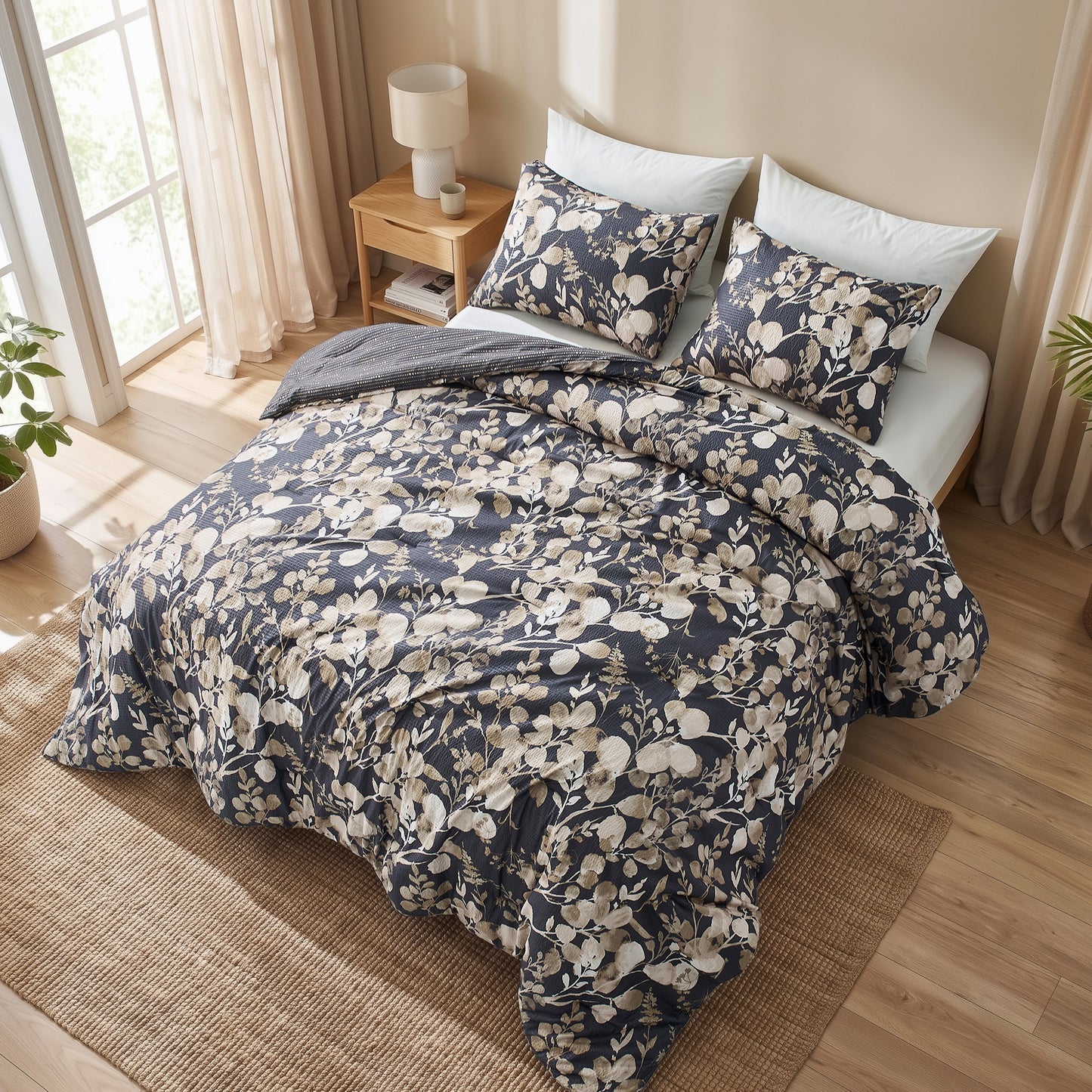 Regency Heights Gabrielle Reversible Floral Botanical Seersucker Comforter Set