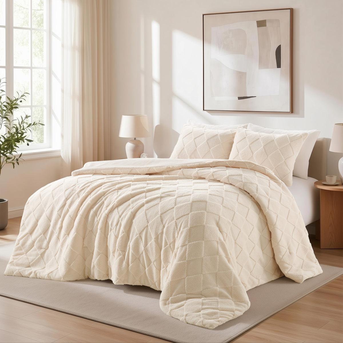 Regency Heights Monroe Jacquard Sherpa(Diamond) Comforter Mini Set