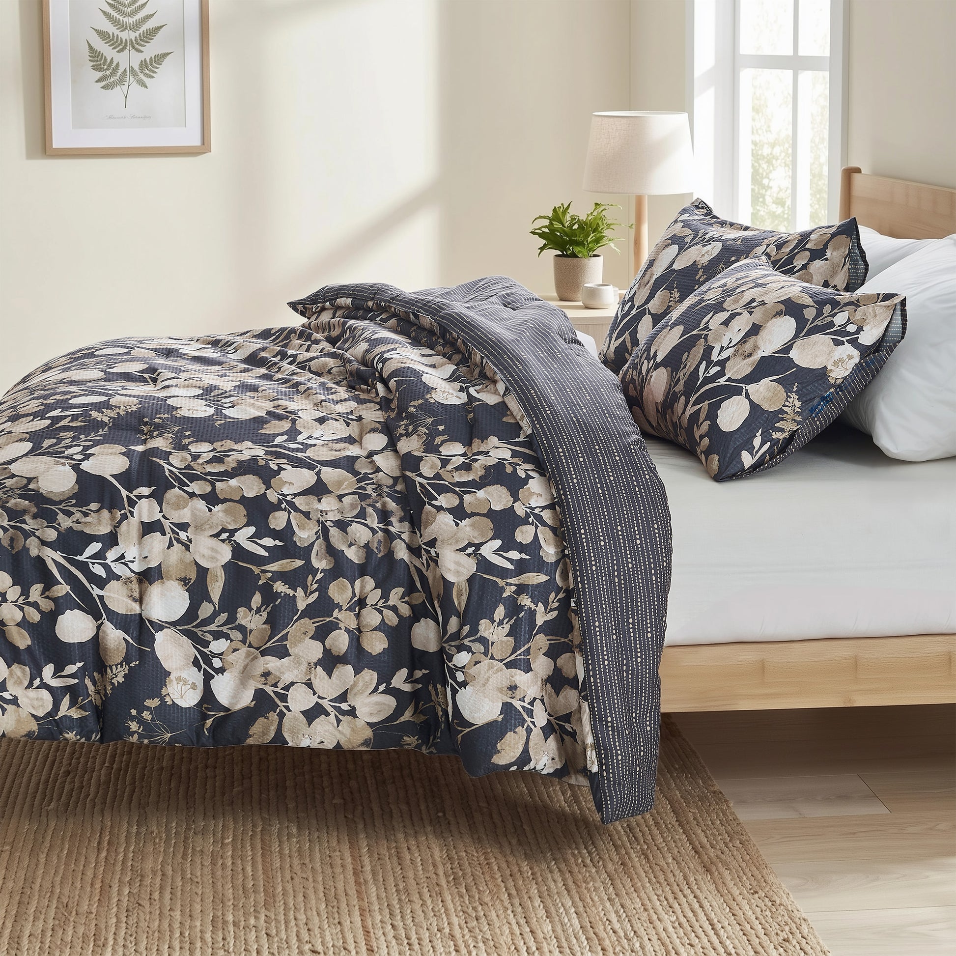 Regency Heights Gabrielle Reversible Floral Botanical Seersucker Comforter Set