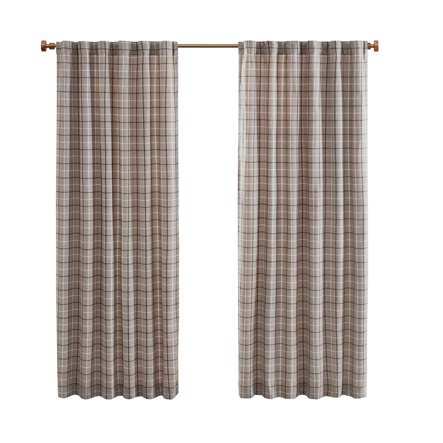 Madison Park Plaid Rod Pocket and Back Tab Curtain Panel with Fleece Lining