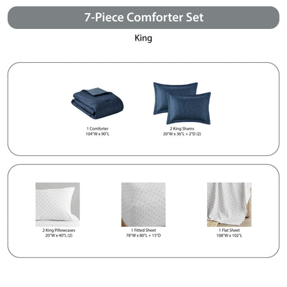 Regency Heights Camden Chambray Print Microfiber Comforter Set with Bed Sheets