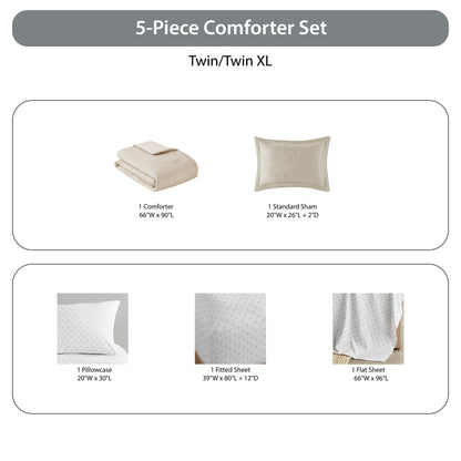 Regency Heights Camden Chambray Print Microfiber Comforter Set with Bed Sheets