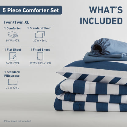 Regency Heights Echo Stripe Textured Print Comforter Set