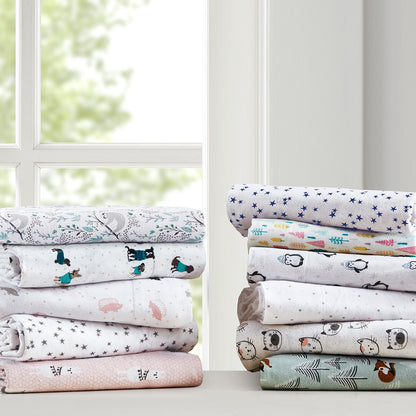 Intelligent Design Cotton Flannel Printed Sheet Set
