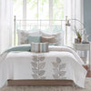 Madison Park 6 Piece Embroidered Quilt Set with Throw Pillows
