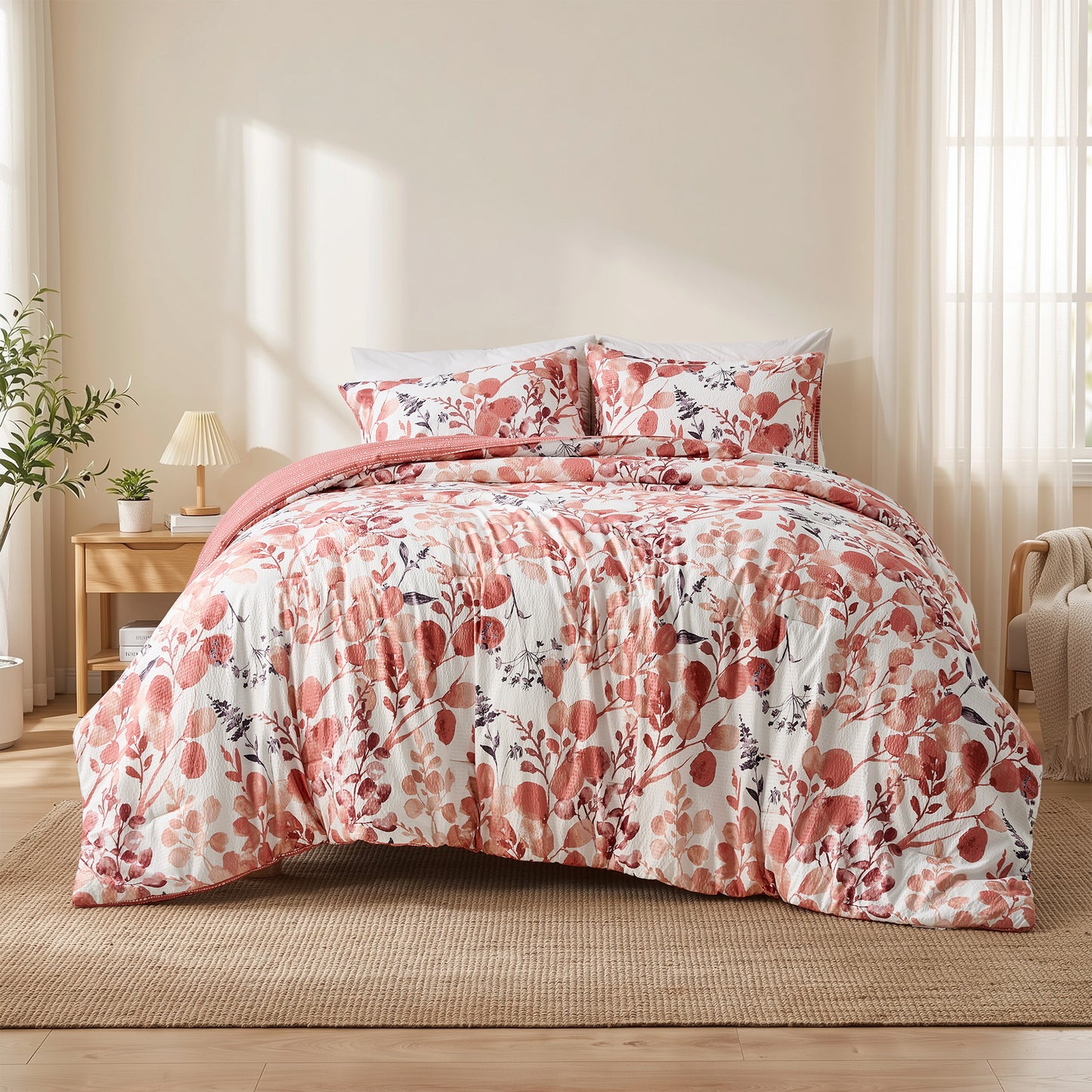 Regency Heights Gabrielle Reversible Floral Botanical Seersucker Comforter Set