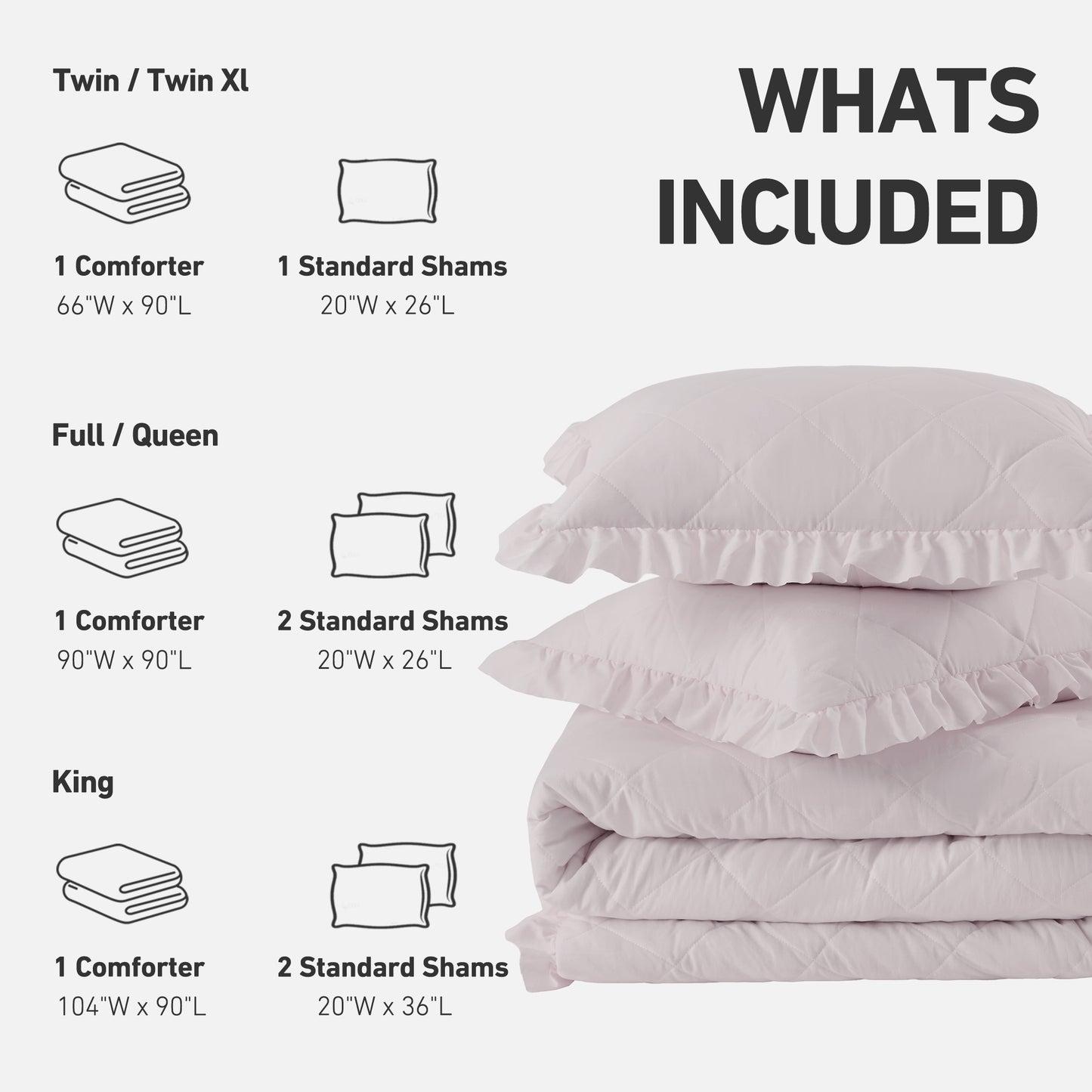 Penelope Diamond Quilted Ruffle Edge Comforter Set