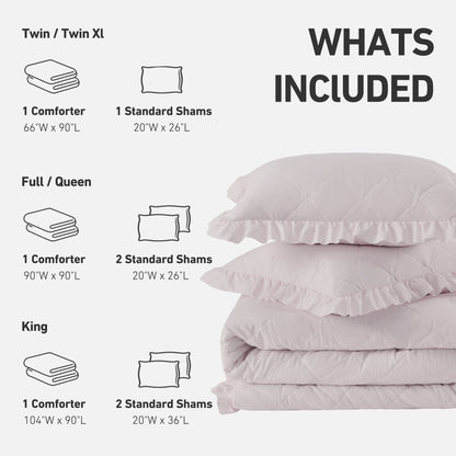 Penelope Diamond Quilted Ruffle Edge Comforter Set