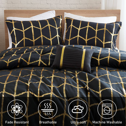 Regency Heights Raina Metallic Printed 3 Comforter Set