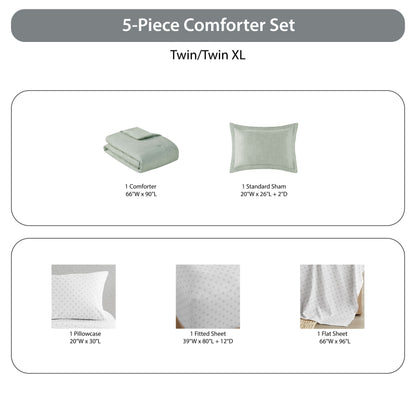 Regency Heights Camden Chambray Print Microfiber Comforter Set with Bed Sheets