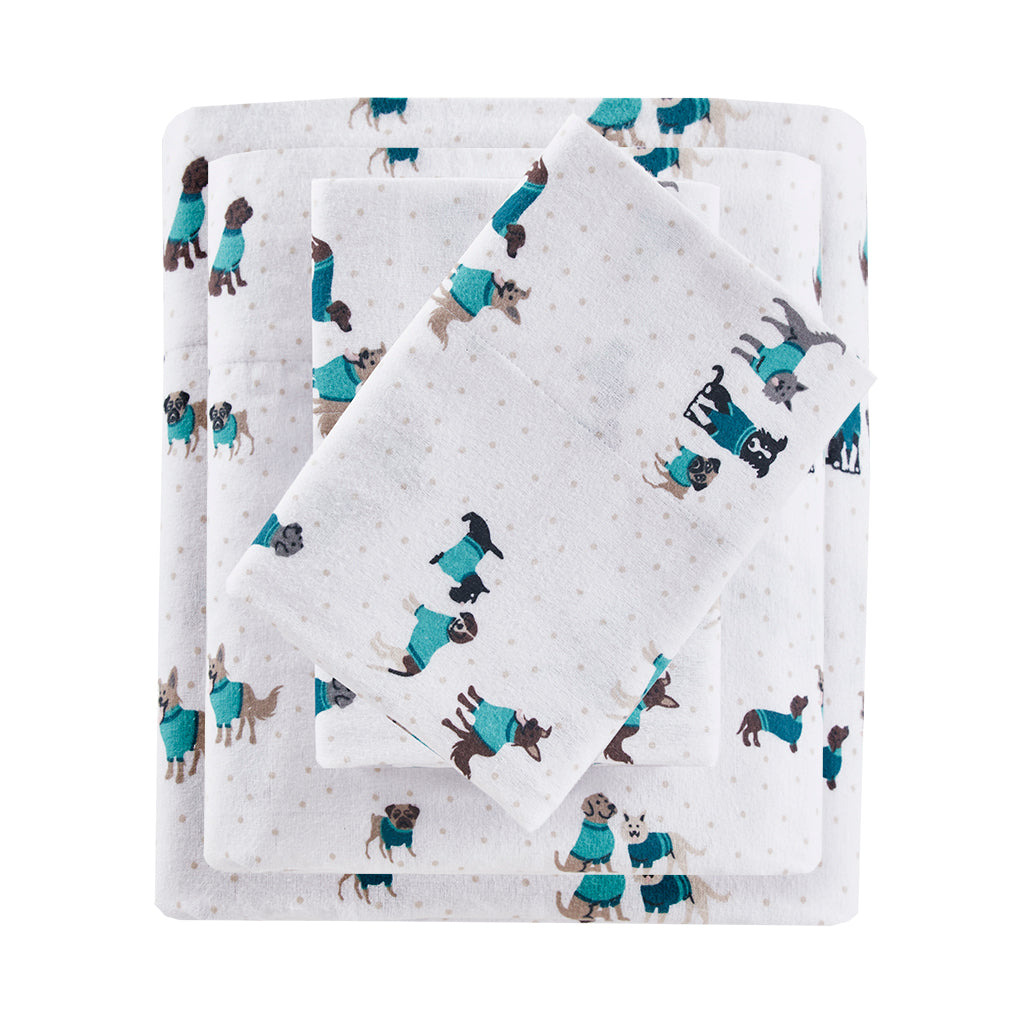 Intelligent Design Cotton Flannel Printed Sheet Set
