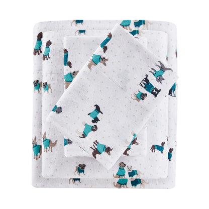 Intelligent Design Cotton Flannel Printed Sheet Set