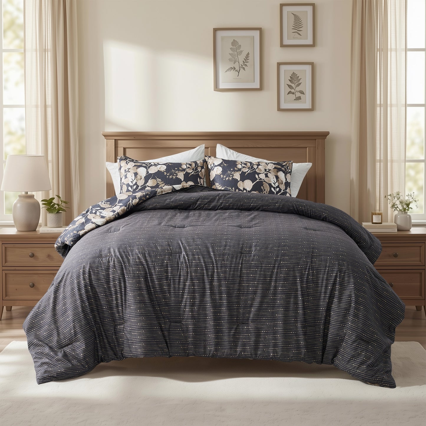 Regency Heights Gabrielle Reversible Floral Botanical Seersucker Comforter Set