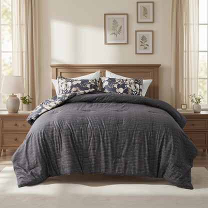 Regency Heights Gabrielle Reversible Floral Botanical Seersucker Comforter Set