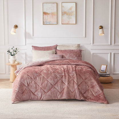 Intelligent Design Velvet Duvet Cover Set with Throw Pillow
