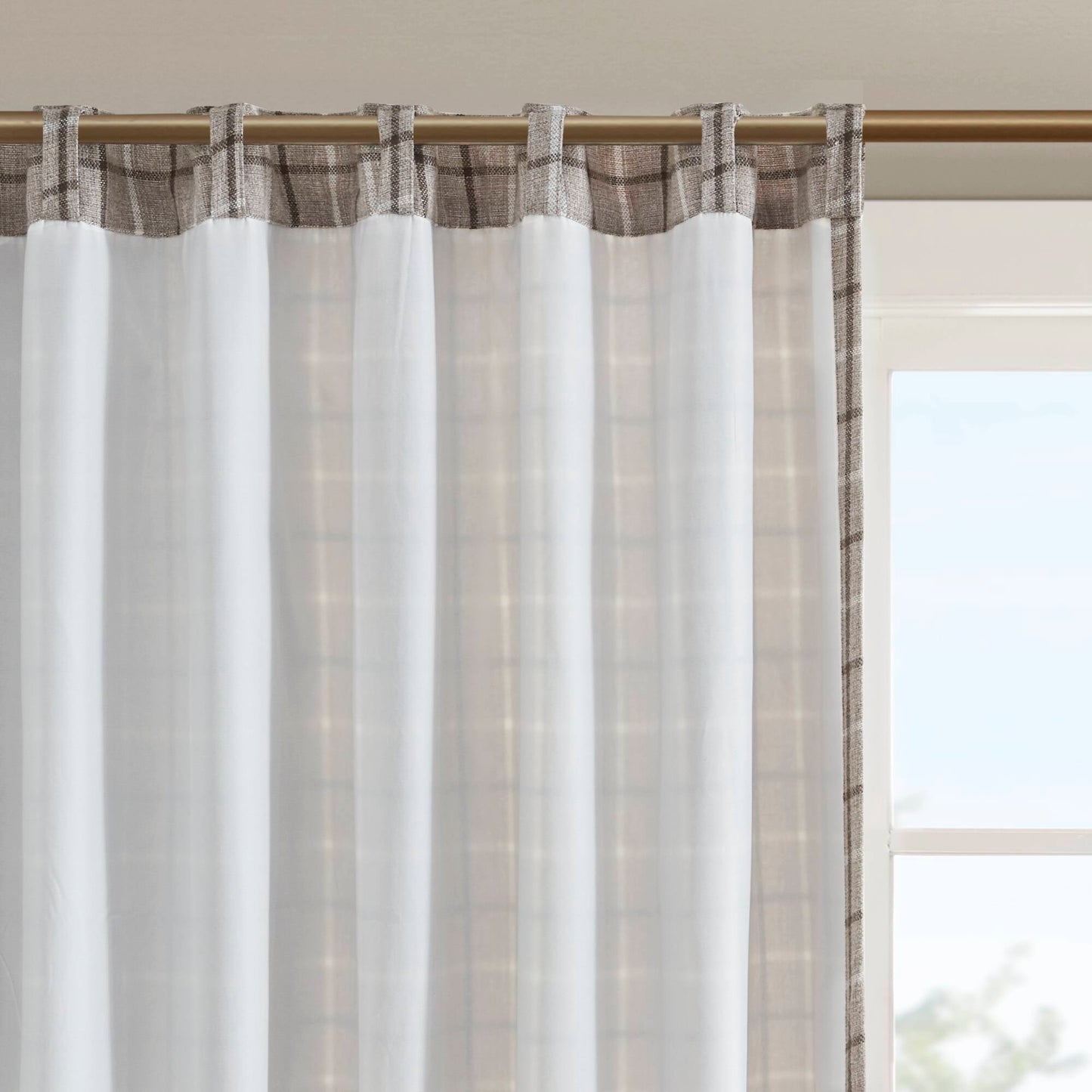 Madison Park Plaid Rod Pocket and Back Tab Curtain Panel with Fleece Lining