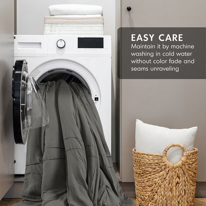 Comfort Spaces Soft Washed Pleated Comforter Set