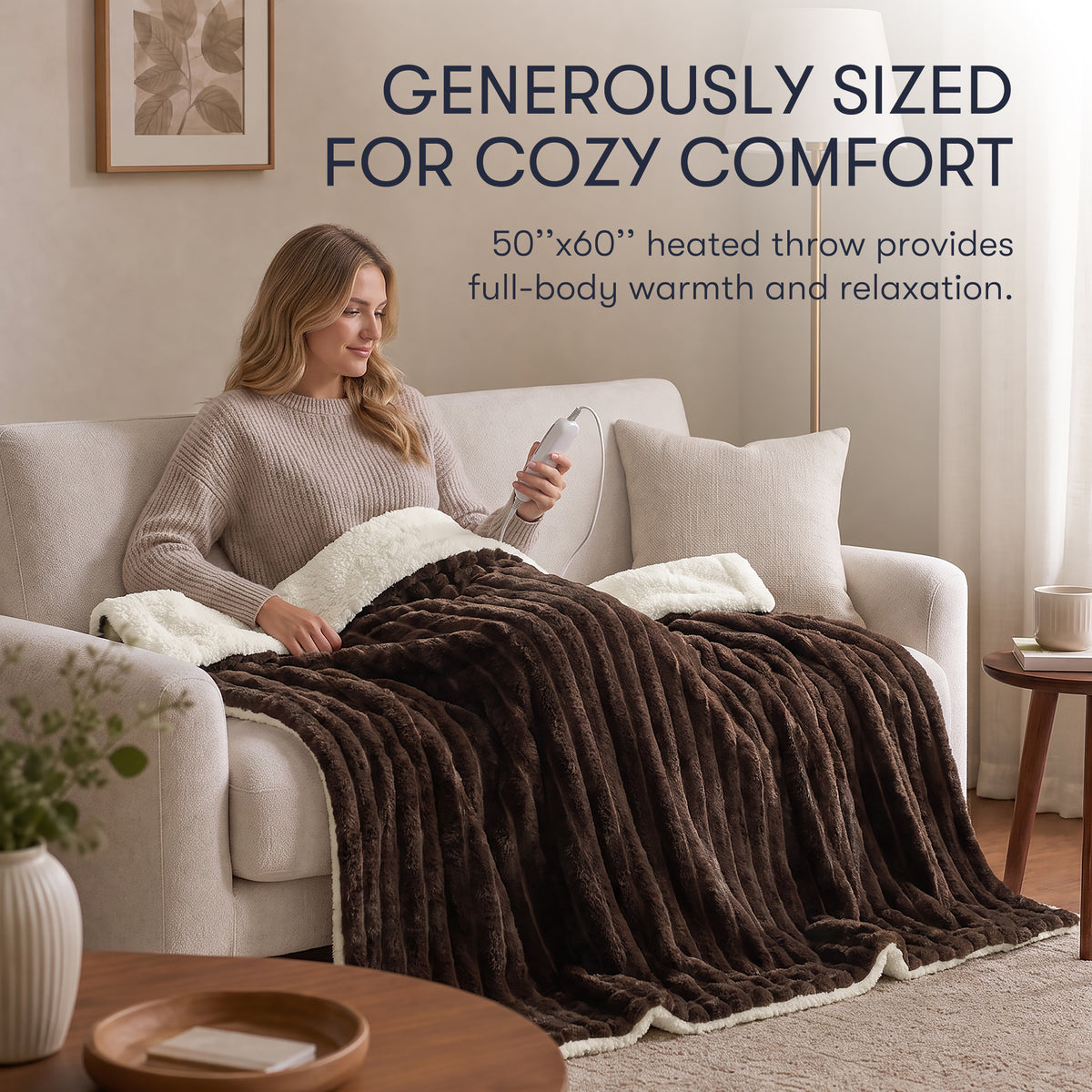 Serta Heated Cord Plush Heated Throw