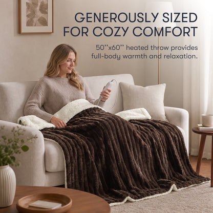 Serta Heated Cord Plush Heated Throw