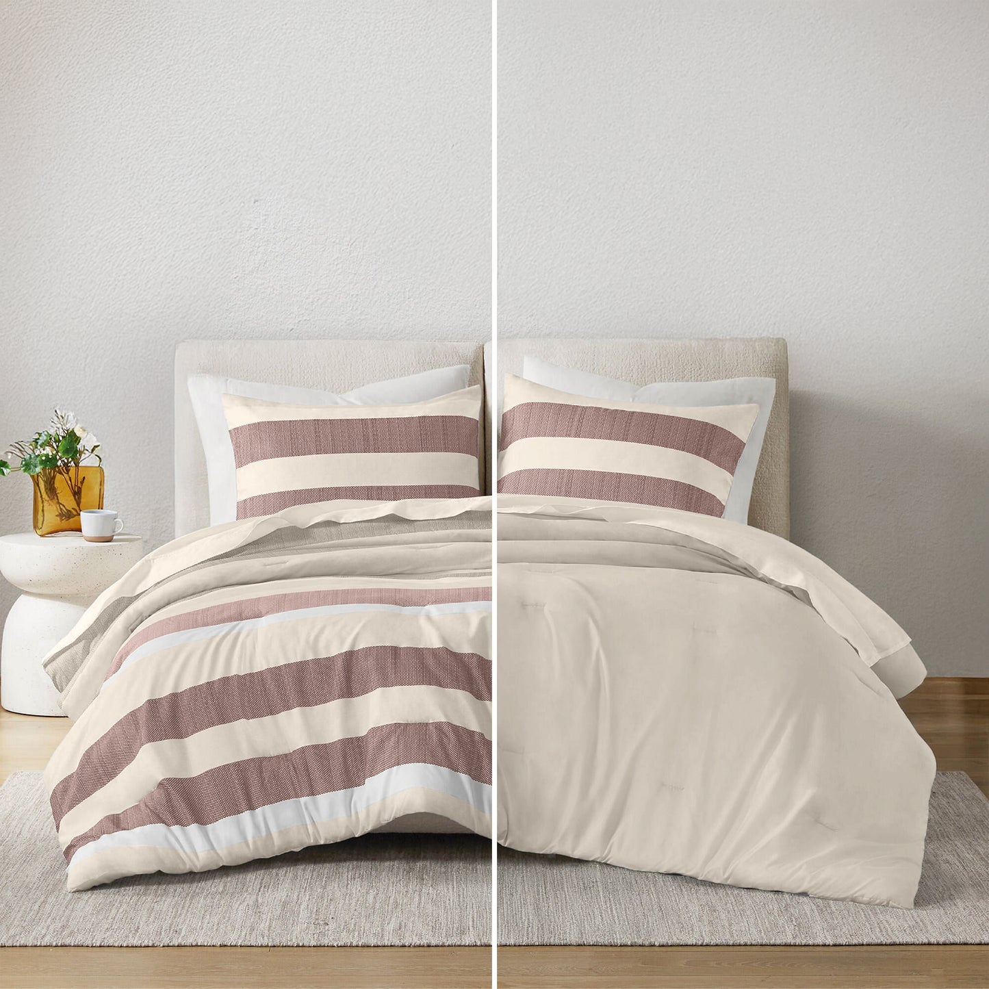 Blais Stripe Textured Print Comforter Set