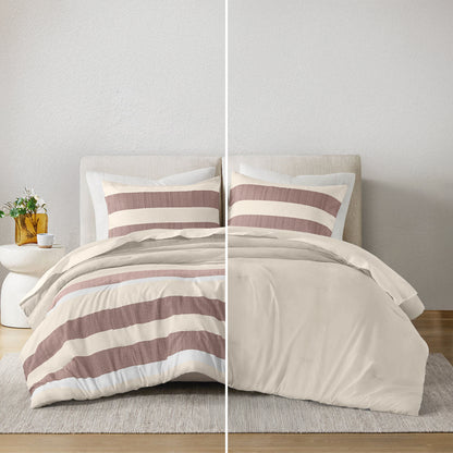 Blais Stripe Textured Print Comforter Set