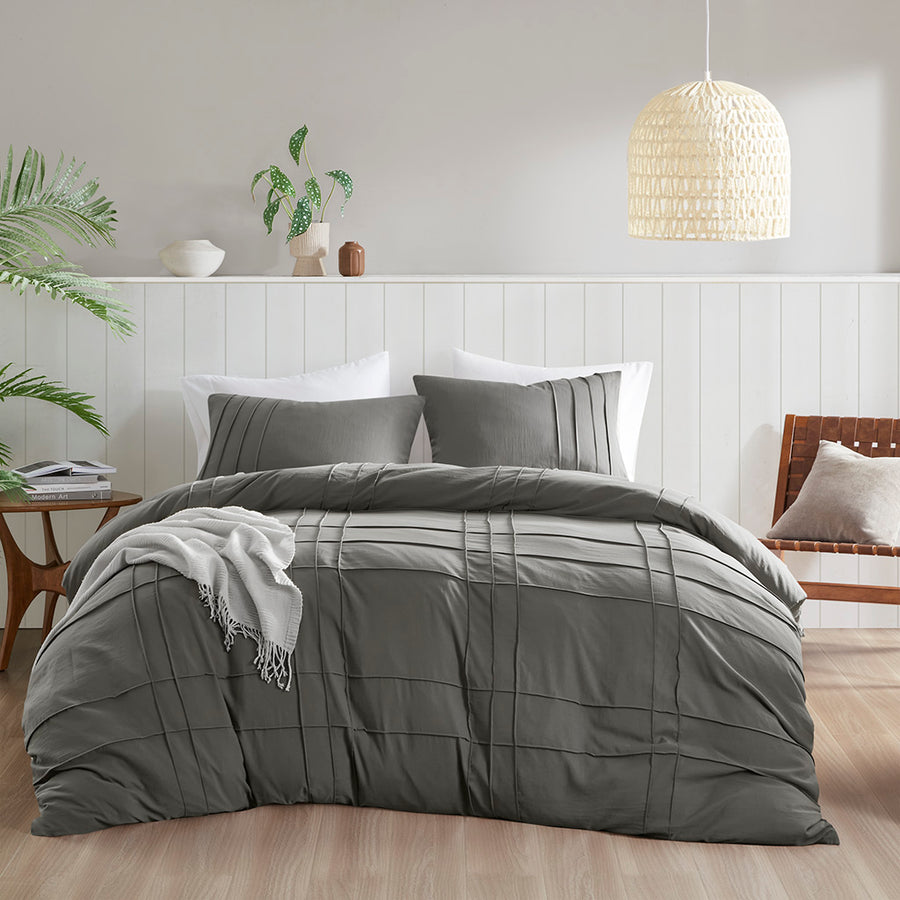 Comfort Spaces Soft Washed Pleated Duvet Cover Set