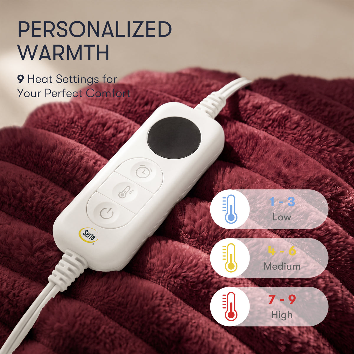 Serta Heated Cord Plush Heated Throw