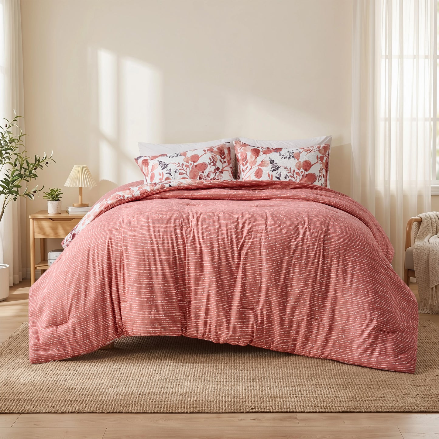 Regency Heights Gabrielle Reversible Floral Botanical Seersucker Comforter Set