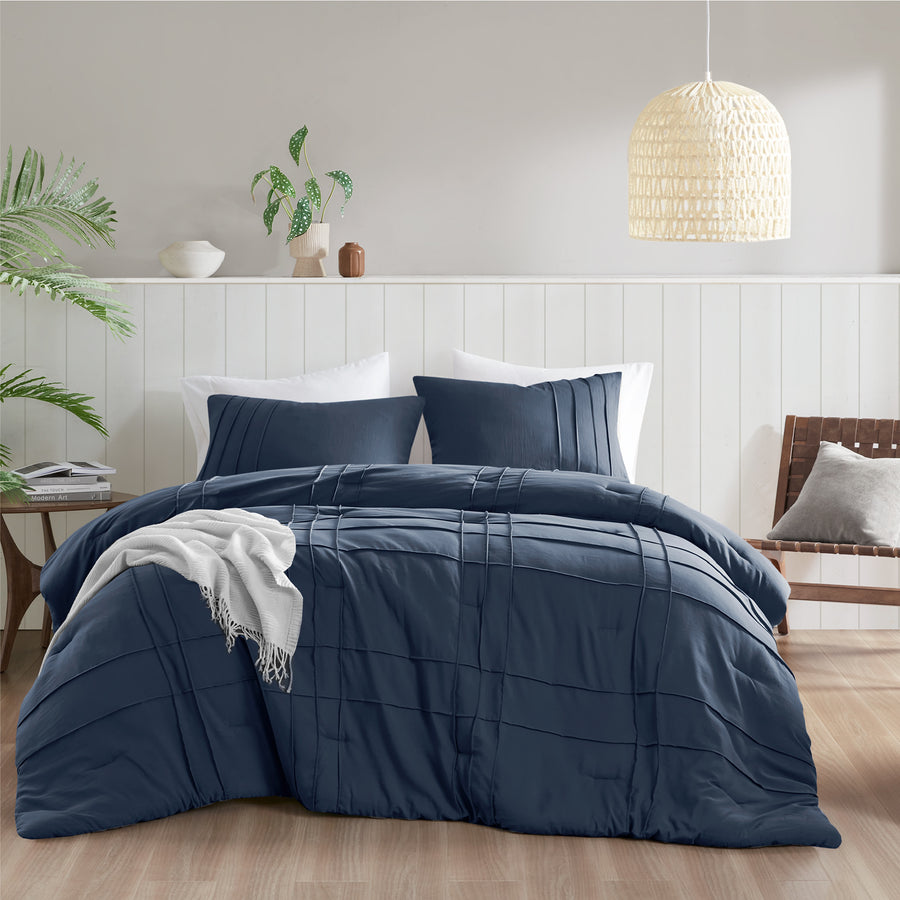 Comfort Spaces Soft Washed Pleated Comforter Set