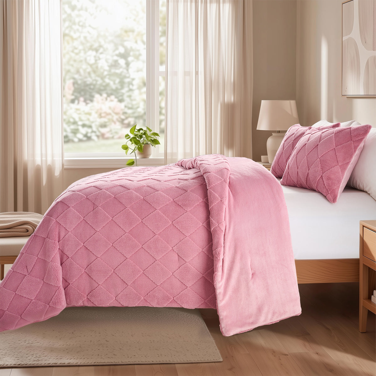 Regency Heights Monroe Jacquard Sherpa(Diamond) Comforter Mini Set