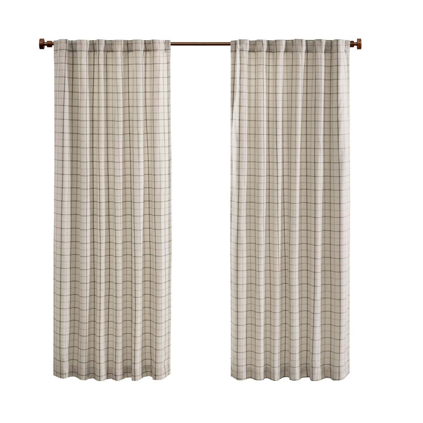 Madison Park Plaid Rod Pocket and Back Tab Curtain Panel with Fleece Lining