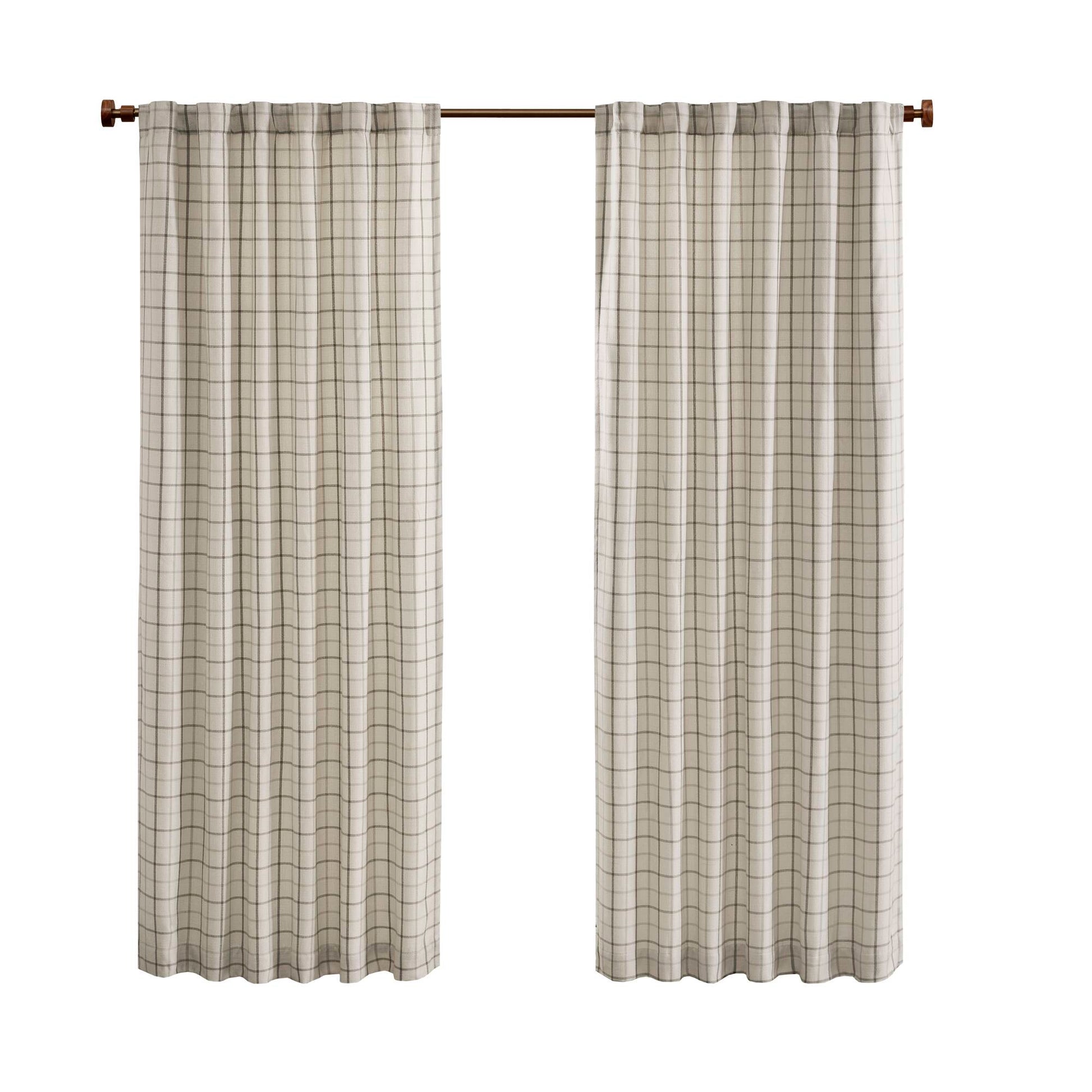 Madison Park Plaid Rod Pocket and Back Tab Curtain Panel with Fleece Lining