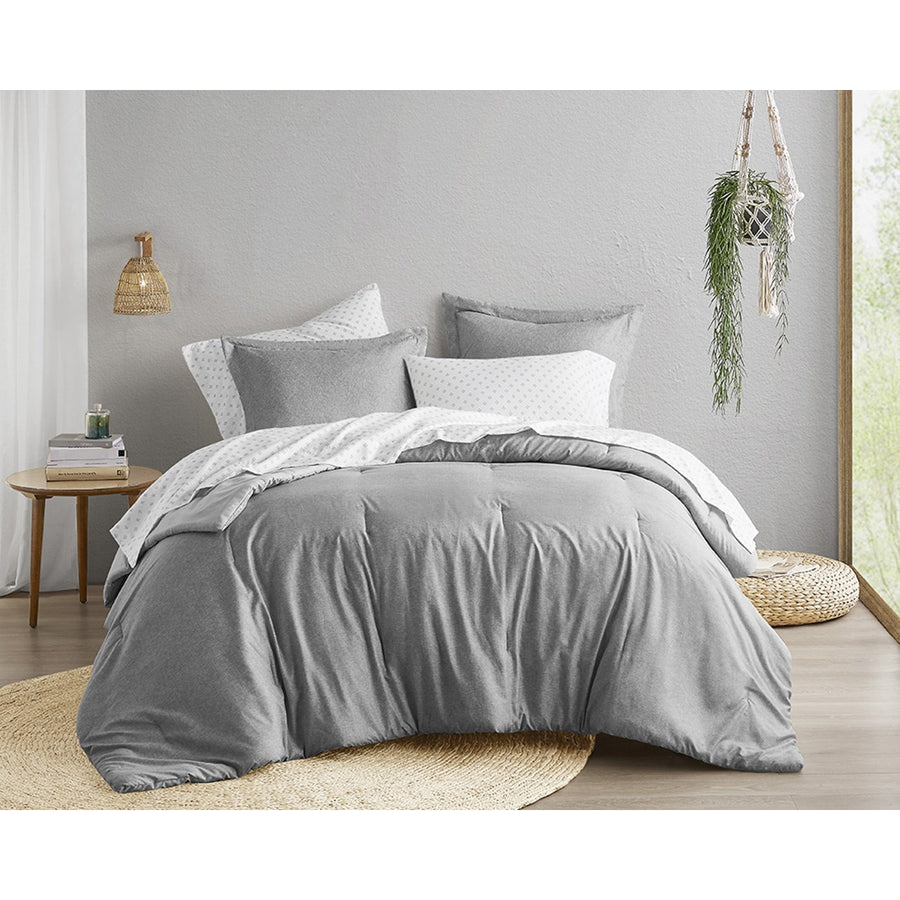 Comfort Spaces Chambray Print Microfiber Comforter Set with Bed Sheets